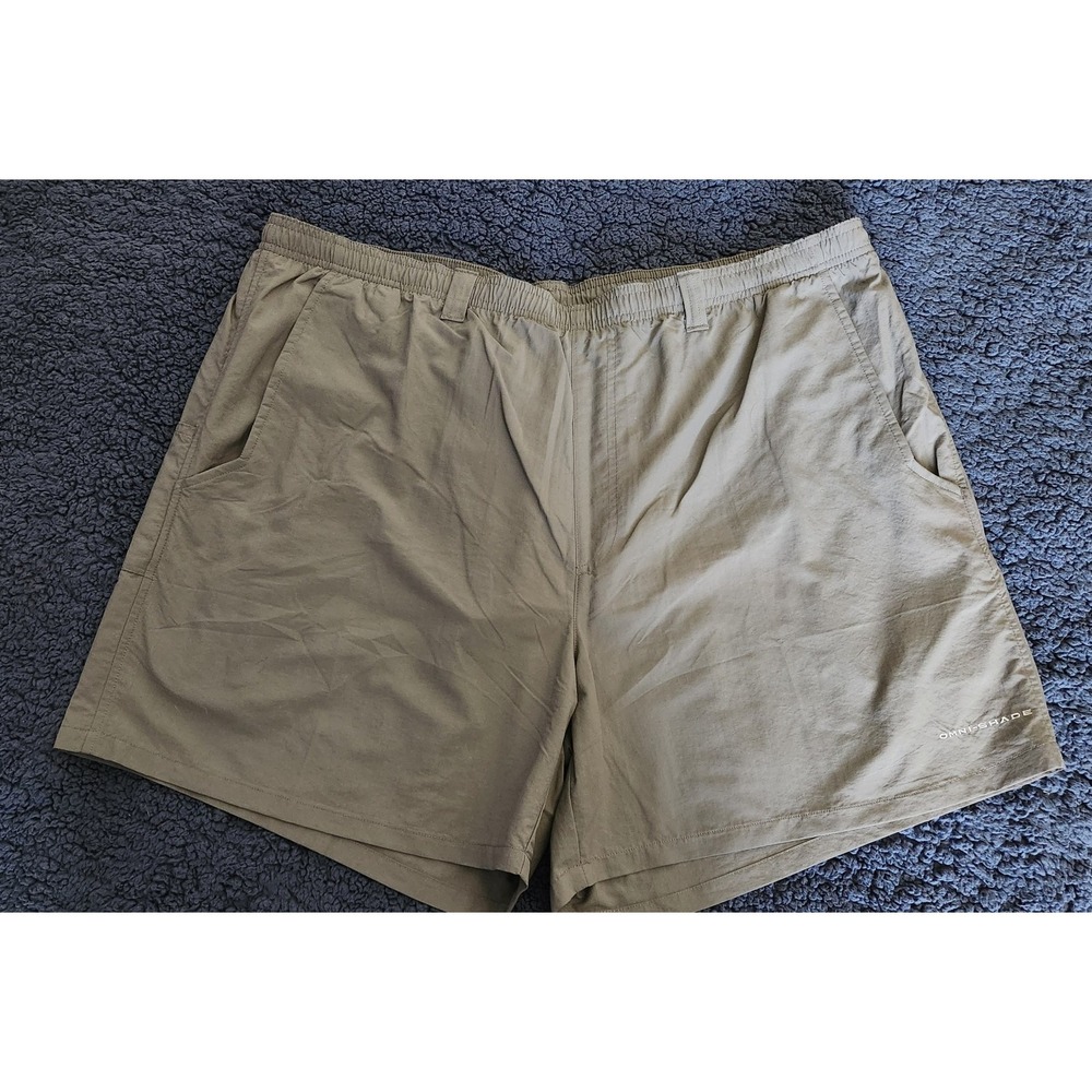 Columbia PFG Performance OmniShade Shorts Khaki Men's Size XXL Drawstring